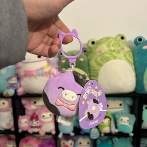 Squishmallows Alexie Purple and Black Cow bow tie Easter Keychain Clip